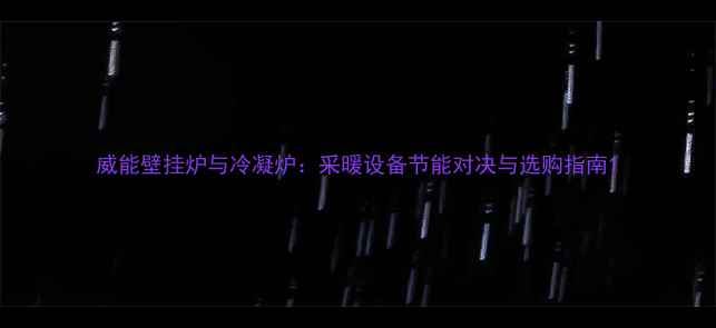 图片 威能壁挂炉与冷凝炉：采暖设备节能对决与选购指南1