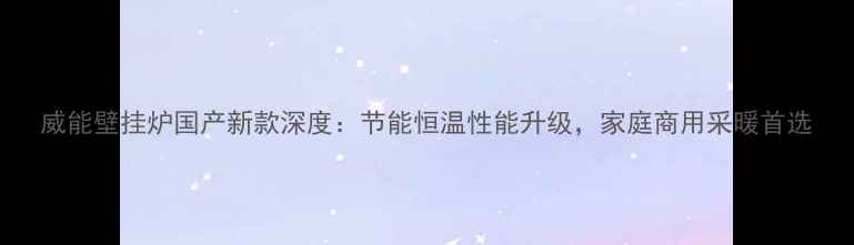 图片 威能壁挂炉国产新款深度：节能恒温性能升级，家庭商用采暖首选