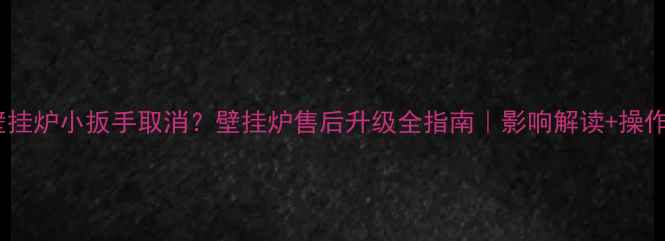 威能壁挂炉小扳手取消壁挂炉售后升级全指南影响解读操作攻略