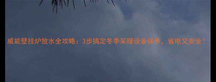 图片 威能壁挂炉放水全攻略：3步搞定冬季采暖设备保养，省电又安全！