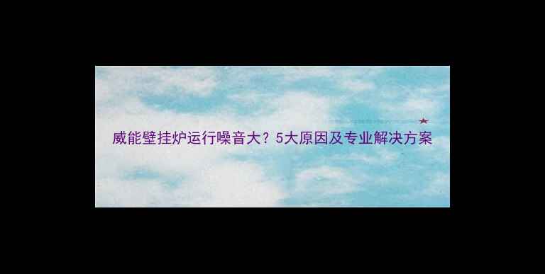 图片 威能壁挂炉运行噪音大？5大原因及专业解决方案