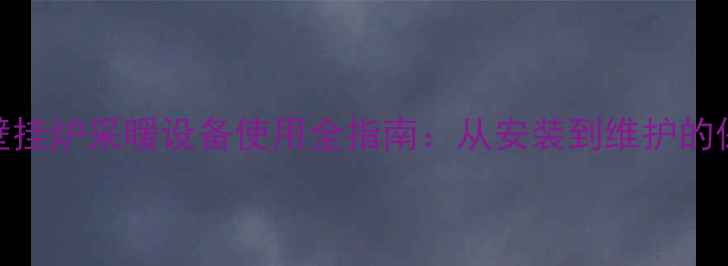 图片 威能进口壁挂炉采暖设备使用全指南：从安装到维护的保姆级教程