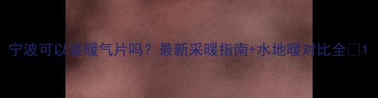 宁波可以装暖气片吗最新采暖指南水地暖对比全