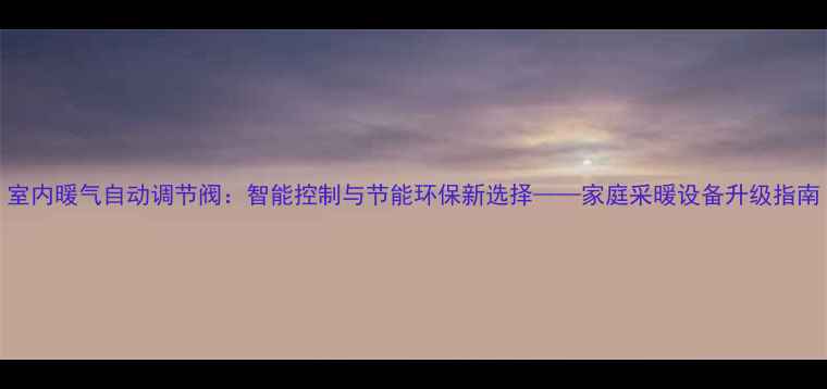 室内暖气自动调节阀智能控制与节能环保新选择家庭采暖设备升级指南