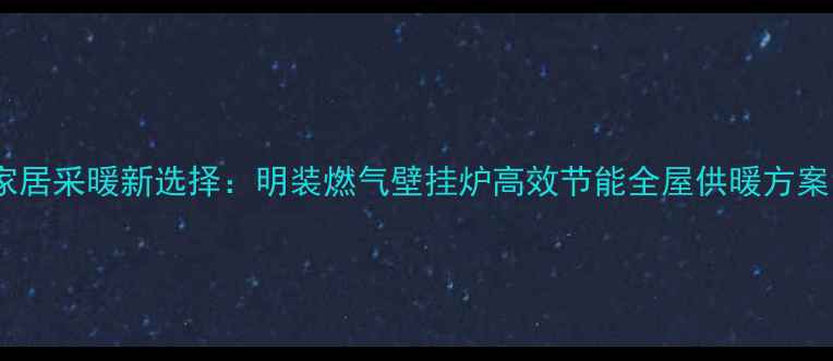 家居采暖新选择明装燃气壁挂炉高效节能全屋供暖方案