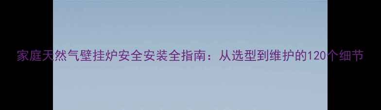 家庭天然气壁挂炉安全安装全指南从选型到维护的120个细节