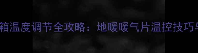 家庭采暖水箱温度调节全攻略地暖暖气片温控技巧与常见问题