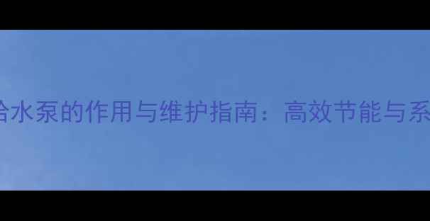 图片 家用地暖给水泵的作用与维护指南：高效节能与系统寿命全2