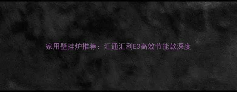 图片 家用壁挂炉推荐：汇通汇利E3高效节能款深度