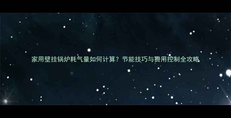 图片 家用壁挂锅炉耗气量如何计算？节能技巧与费用控制全攻略