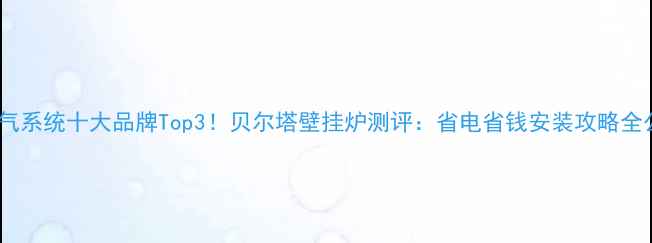 图片 家用暖气系统十大品牌Top3！贝尔塔壁挂炉测评：省电省钱安装攻略全公开🔥1