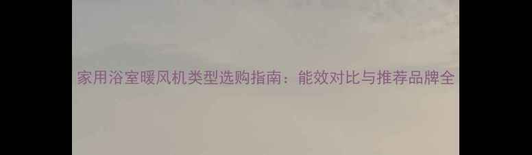 家用浴室暖风机类型选购指南能效对比与推荐品牌全