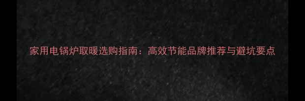 图片 家用电锅炉取暖选购指南：高效节能品牌推荐与避坑要点