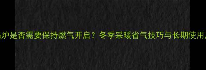 图片 家用锅炉是否需要保持燃气开启？冬季采暖省气技巧与长期使用风险全