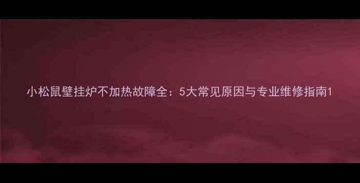 图片 小松鼠壁挂炉不加热故障全：5大常见原因与专业维修指南1