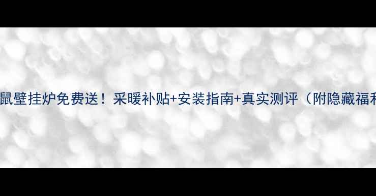 图片 小松鼠壁挂炉免费送！采暖补贴+安装指南+真实测评（附隐藏福利）1