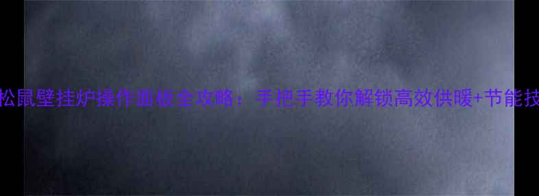 小松鼠壁挂炉操作面板全攻略手把手教你解锁高效供暖节能技巧