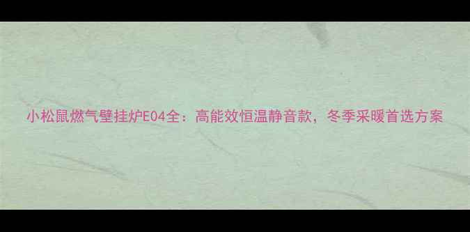图片 小松鼠燃气壁挂炉E04全：高能效恒温静音款，冬季采暖首选方案