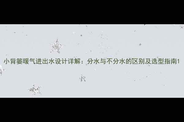 图片 小背篓暖气进出水设计详解：分水与不分水的区别及选型指南1