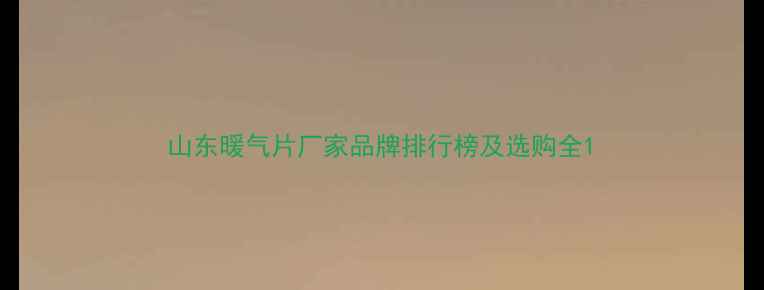 图片 山东暖气片厂家品牌排行榜及选购全1