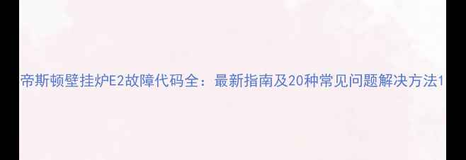 图片 帝斯顿壁挂炉E2故障代码全：最新指南及20种常见问题解决方法1