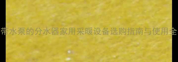 图片 带水泵的分水器家用采暖设备选购指南与使用全