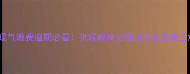 图片 平顶山暖气缴费逾期必看！供暖故障处理指南及缴费注意事项2
