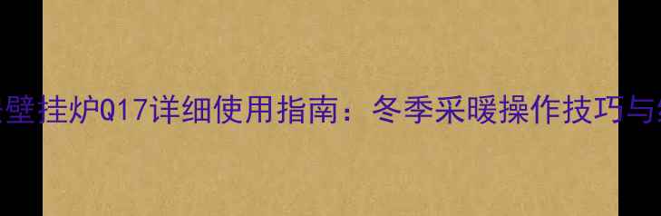 图片 庆东纳碧安壁挂炉Q17详细使用指南：冬季采暖操作技巧与维护保养全