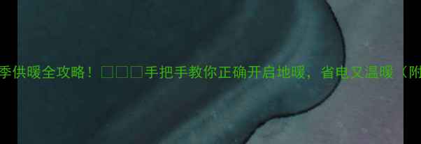 图片 德国威能地暖冬季供暖全攻略！🔥❄️手把手教你正确开启地暖，省电又温暖（附故障排查指南）