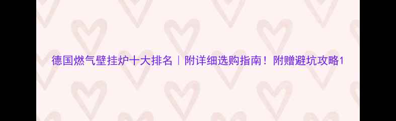 图片 德国燃气壁挂炉十大排名｜附详细选购指南！附赠避坑攻略1