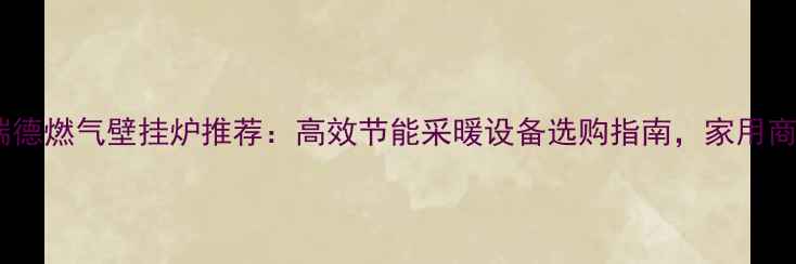 德国瑞德燃气壁挂炉推荐高效节能采暖设备选购指南家用商用全