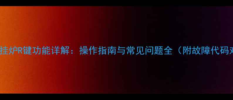 德地氏壁挂炉R键功能详解操作指南与常见问题全附故障代码对照表