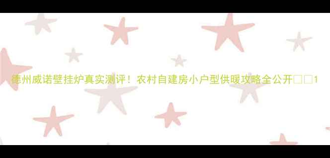 图片 德州威诺壁挂炉真实测评！农村自建房小户型供暖攻略全公开🔥🏠1