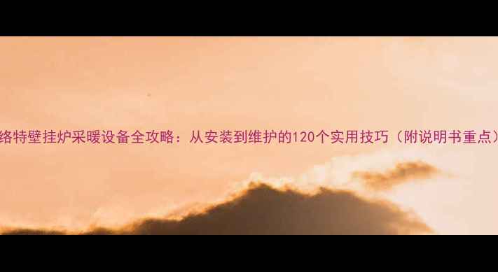 图片 德络特壁挂炉采暖设备全攻略：从安装到维护的120个实用技巧（附说明书重点）2