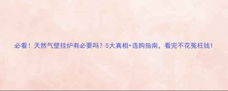 必看天然气壁挂炉有必要吗5大真相选购指南看完不花冤枉钱