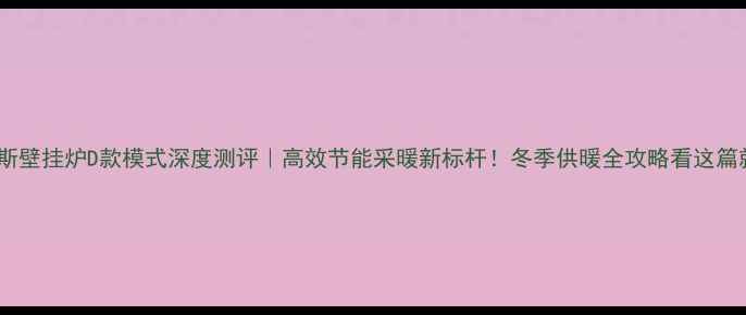 戴娜蒂斯壁挂炉D款模式深度测评高效节能采暖新标杆冬季供暖全攻略看这篇就够