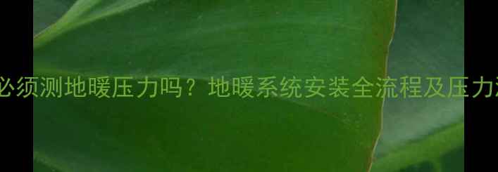 图片 改水电前必须测地暖压力吗？地暖系统安装全流程及压力测试指南2