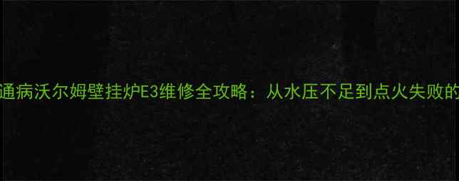 故障代码自检通病沃尔姆壁挂炉E3维修全攻略从水压不足到点火失败的系统化解决方案