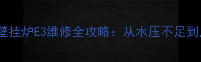 图片 故障代码+自检+通病沃尔姆壁挂炉E3维修全攻略：从水压不足到点火失败的系统化解决方案1