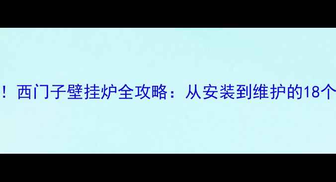图片 新手必看！西门子壁挂炉全攻略：从安装到维护的18个关键步骤