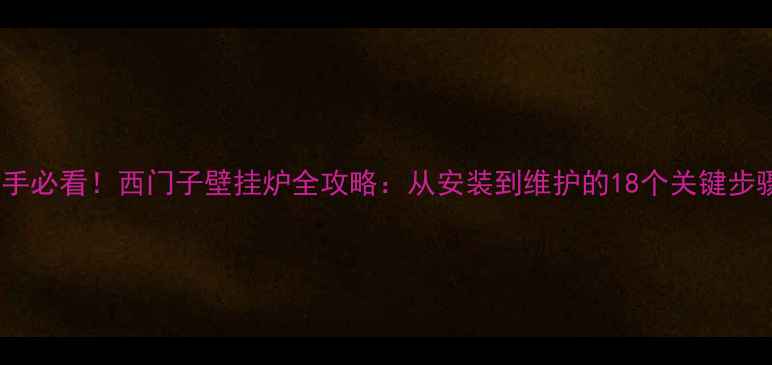图片 新手必看！西门子壁挂炉全攻略：从安装到维护的18个关键步骤1