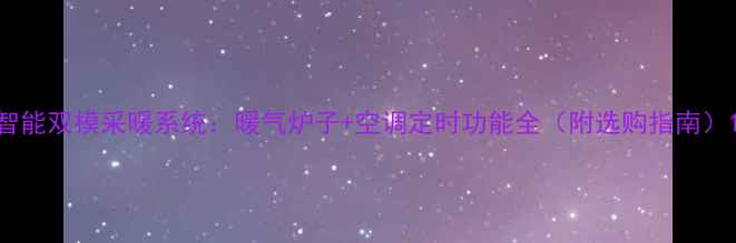 智能双模采暖系统暖气炉子空调定时功能全附选购指南