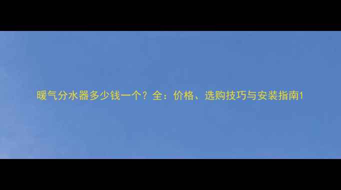 暖气分水器多少钱一个全价格选购技巧与安装指南