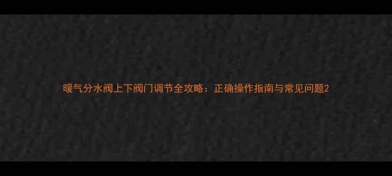 图片 暖气分水阀上下阀门调节全攻略：正确操作指南与常见问题2