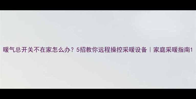 图片 暖气总开关不在家怎么办？5招教你远程操控采暖设备｜家庭采暖指南1