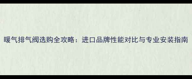 图片 暖气排气阀选购全攻略：进口品牌性能对比与专业安装指南