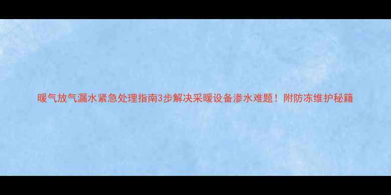 图片 暖气放气漏水紧急处理指南3步解决采暖设备渗水难题！附防冻维护秘籍