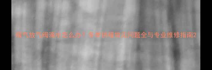 图片 暖气放气阀滴水怎么办？冬季供暖常见问题全与专业维修指南2