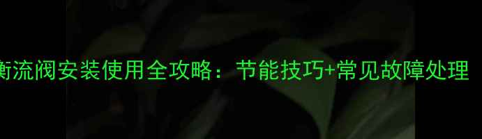 暖气智能衡流阀安装使用全攻略节能技巧常见故障处理附图解