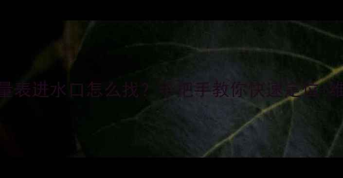 暖气流量表进水口怎么找手把手教你快速定位维护指南